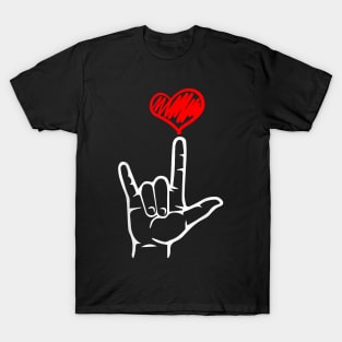 Asl I Love You Hand Heart American Sign Language T-Shirt